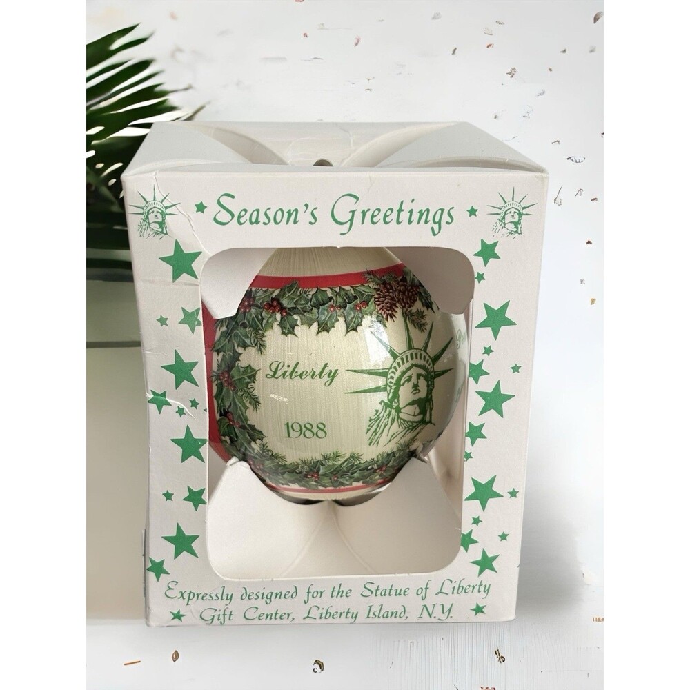 Season's Greetings Glass Ornament Designed for the Statue of Liberty 1988